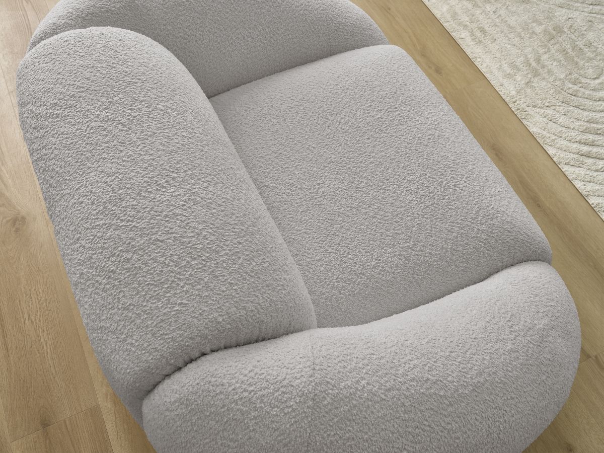 Bobochic Tina Sessel Bouclé-Stoff Hellgrau