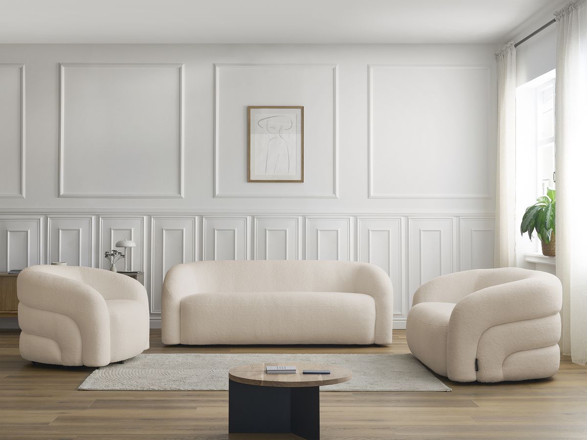 Bobochic Elina Sofa 6-Sitzer Bouclé-Stoff Beige