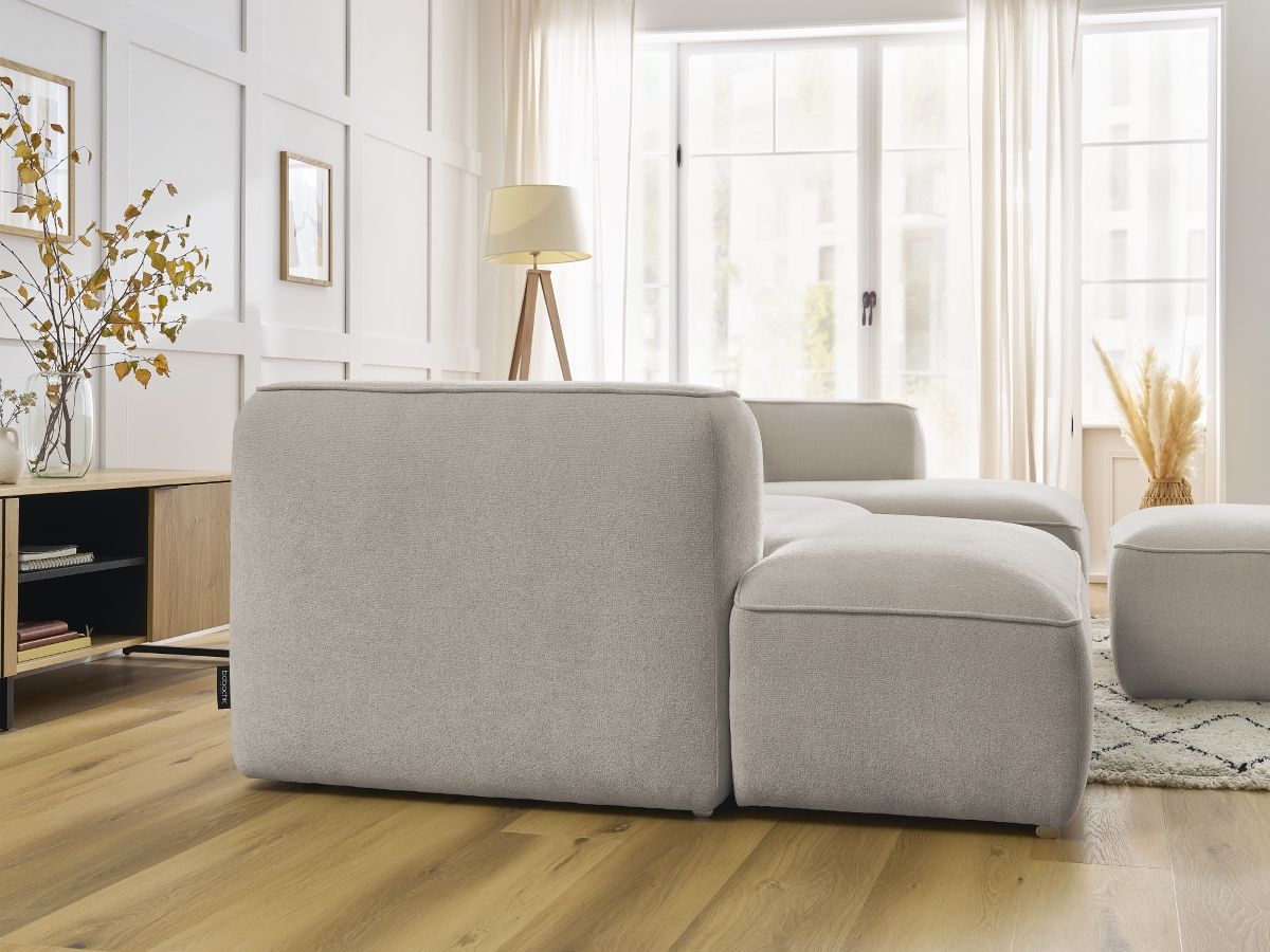 Bobochic Zephyr Wohnlandschaft mit Pouf Strukturstoff Beige
