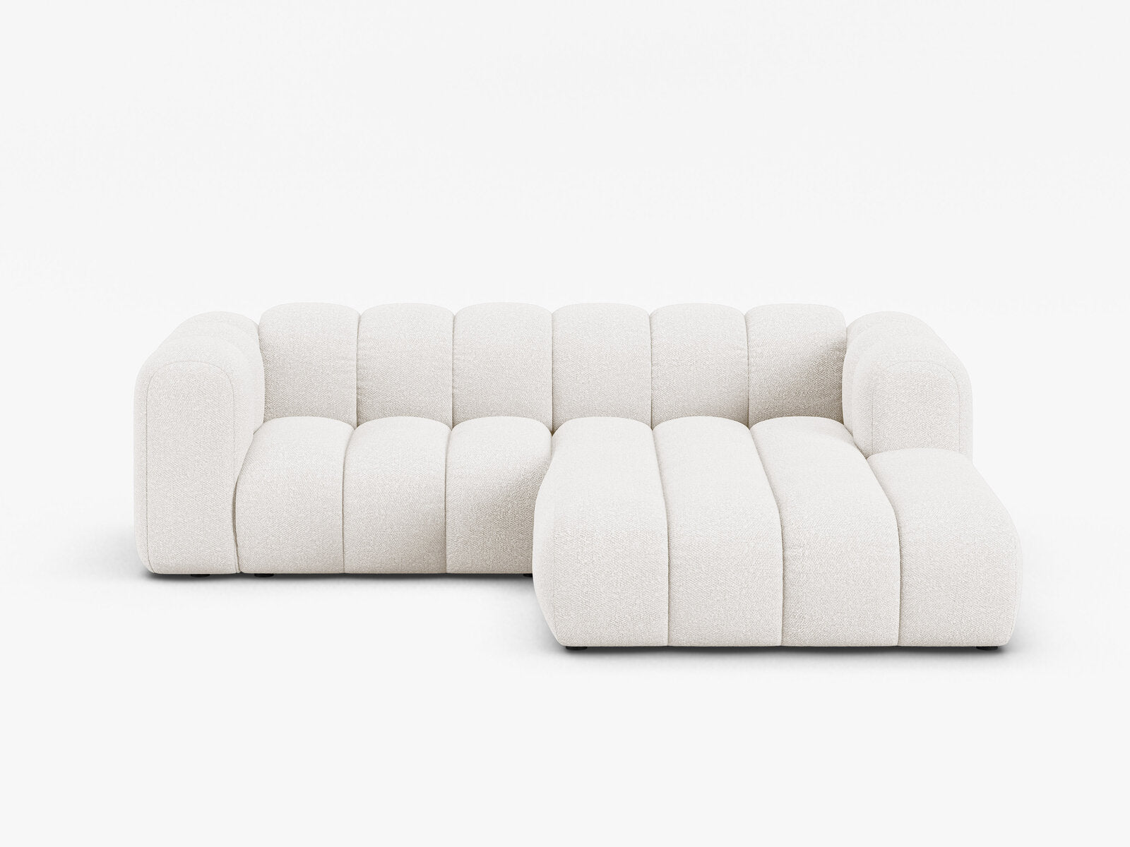 Micadoni Modulares Ecksofa Lupine 3-Sitzer Rechts Boucle Baloo Weiß
