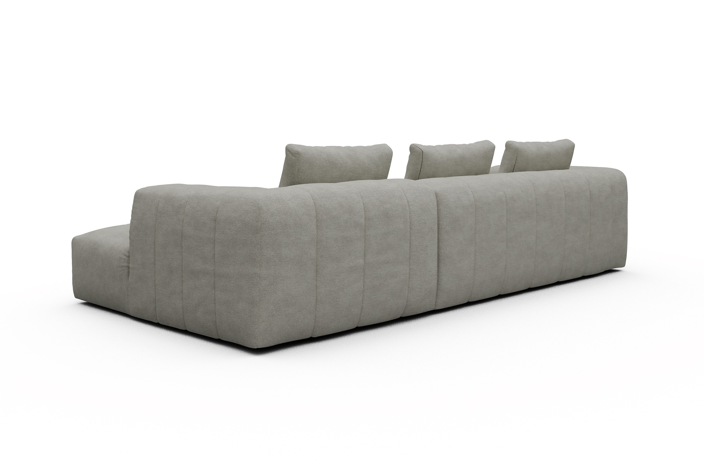 Ecksofa Hugo 2,5-Sitzer Armlehne links mit Chaiselongue Carreno-Moon-Stone-White