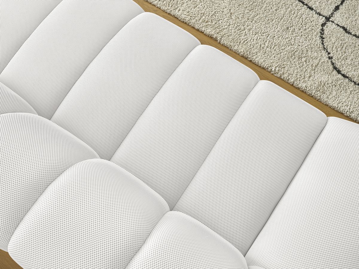 Bobochic Hayden Sofa-Set 3- und 2-Sitzer mit 3 Poufs Mesh-Stoff Weiß