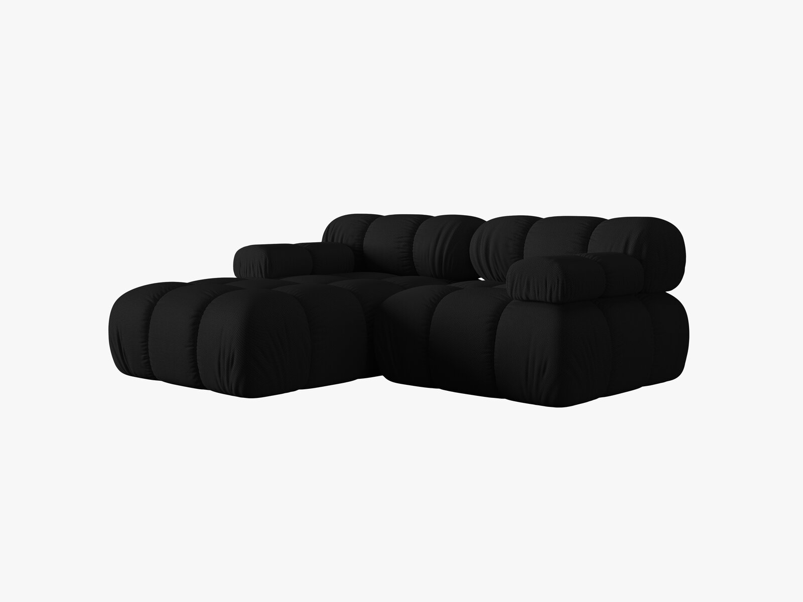 Micadoni Modulares Ecksofa Bellis 3-Sitzer Links 3D-Stoff Sonic Schwarz