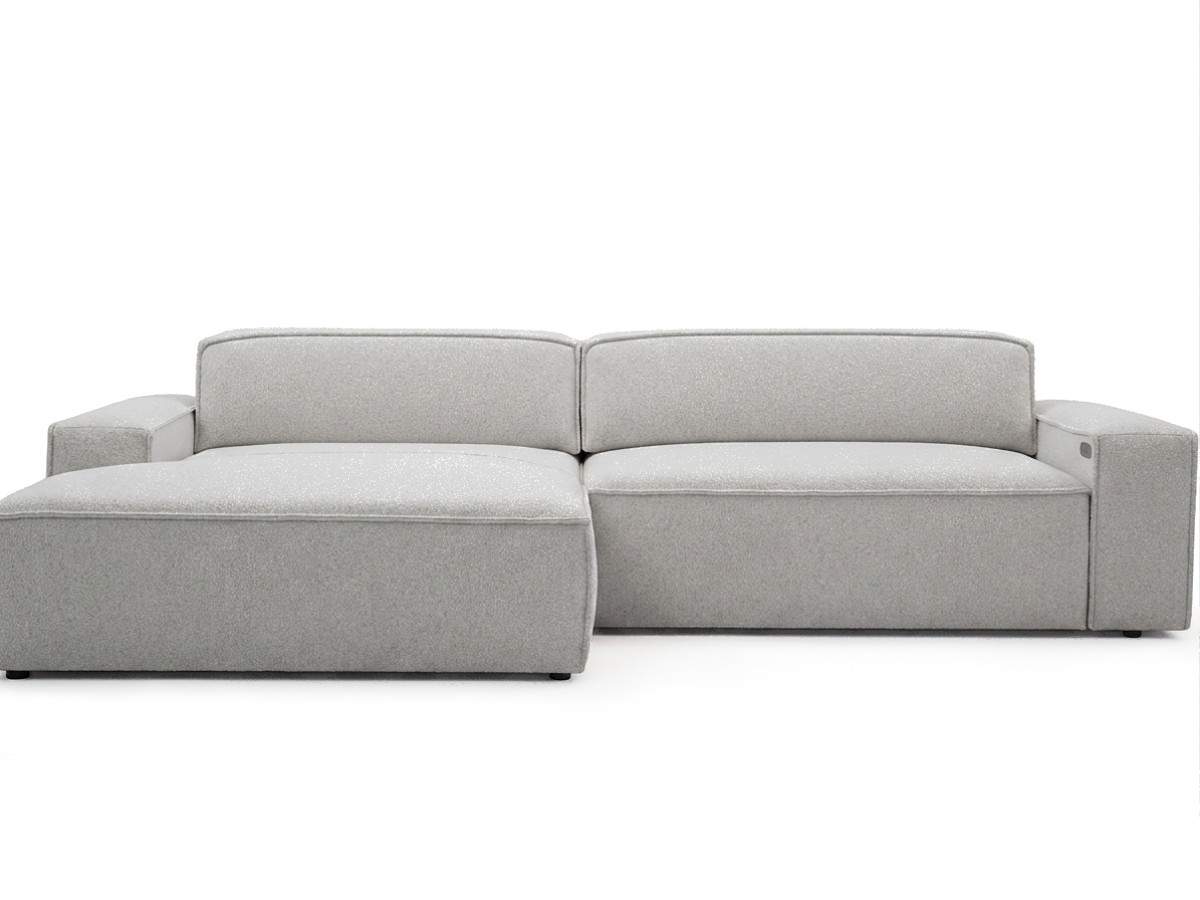 Bobochic Abel Ecksofa mit Schlaffunktion Melange-Stoff Grau Ecke links