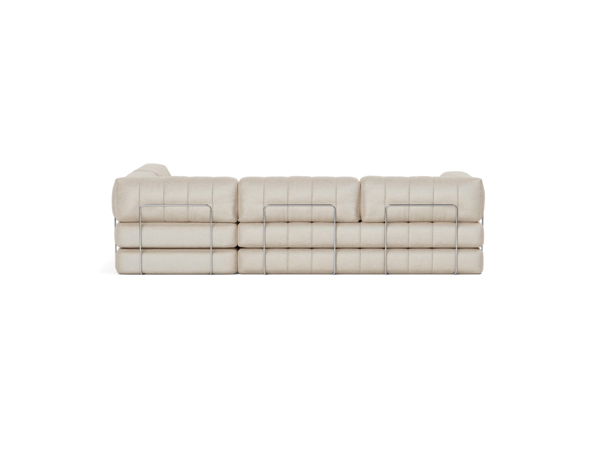 Eck-Schlafsofa CozyPad L-Form mit Armlehne Flachgewebe Phobos 586-Latte