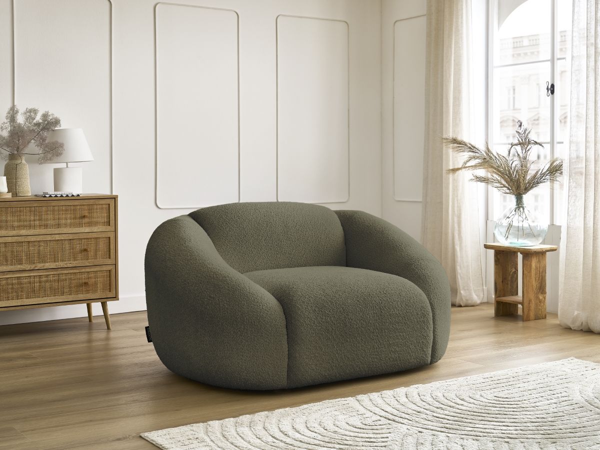 Bobochic Tina Sessel Bouclé-Stoff Grün