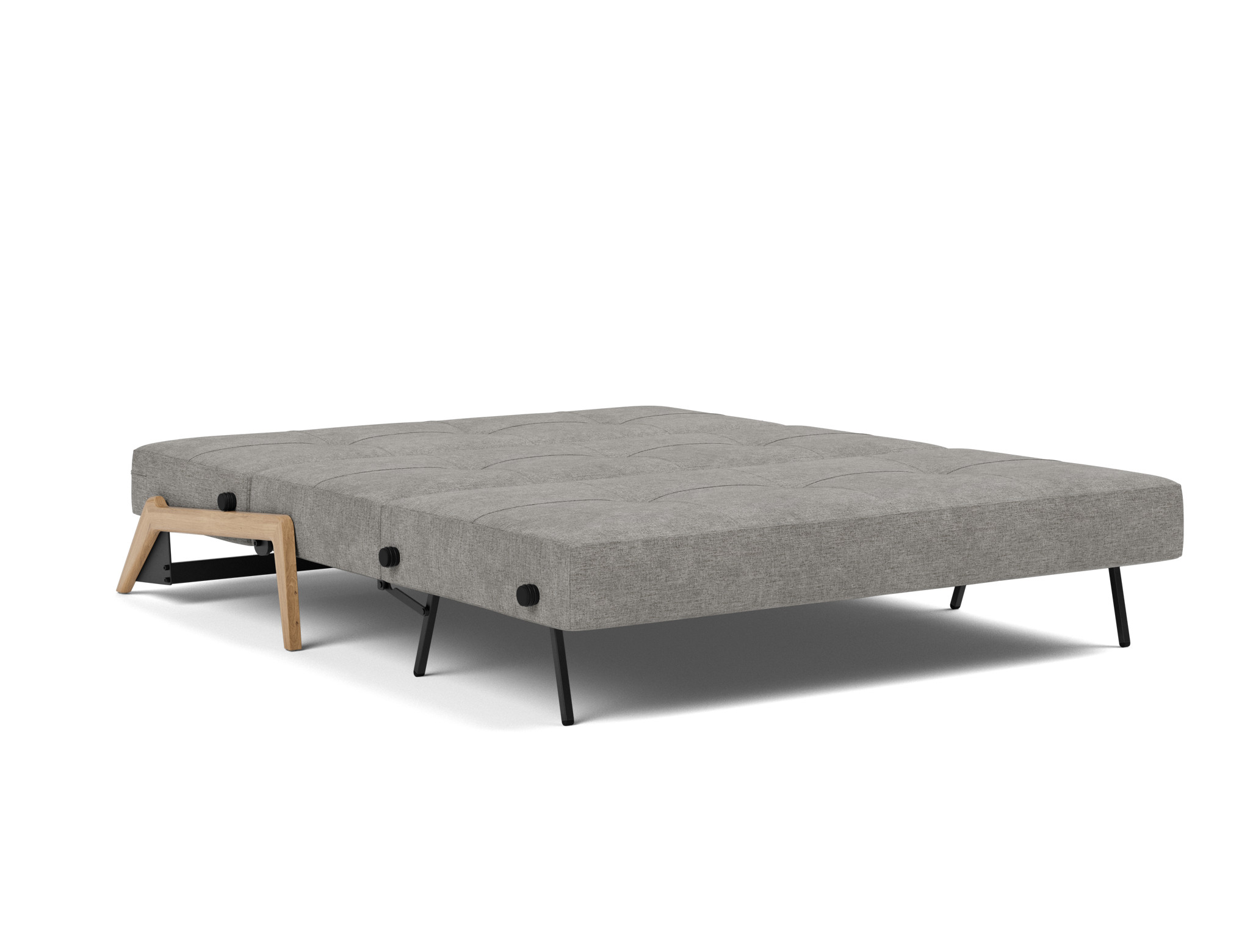 Schlafsofa Cubed 160 Flachgewebe Avella 282-Warm-Grey Beine Eiche