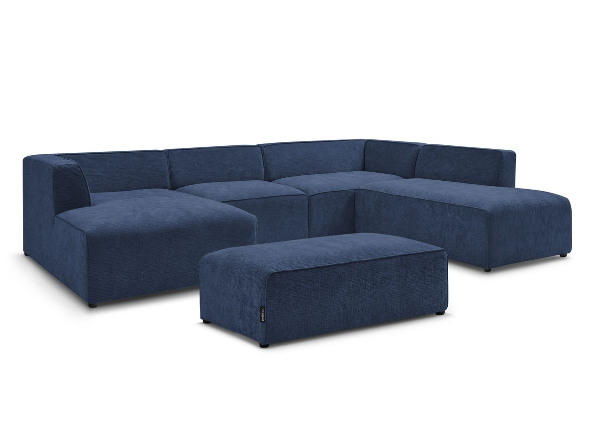 Bobochic Megeve Wohnlandschaft mit Pouf Strukturstoff Dunkelblau Ecke links