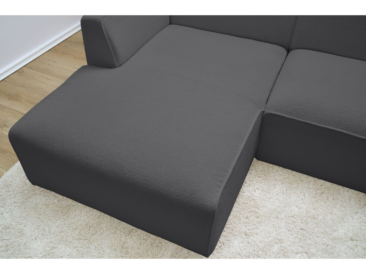 Bobochic Megeve Ecksofa Bouclé-Stoff Dunkelgrau Ecke links