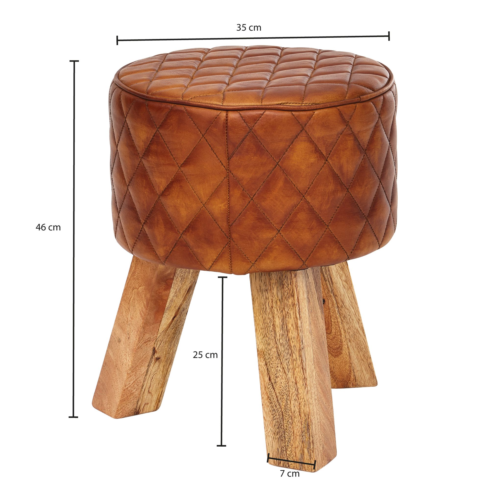 Sitzhocker Tistrup Echtleder Braun Ø 35 cm
