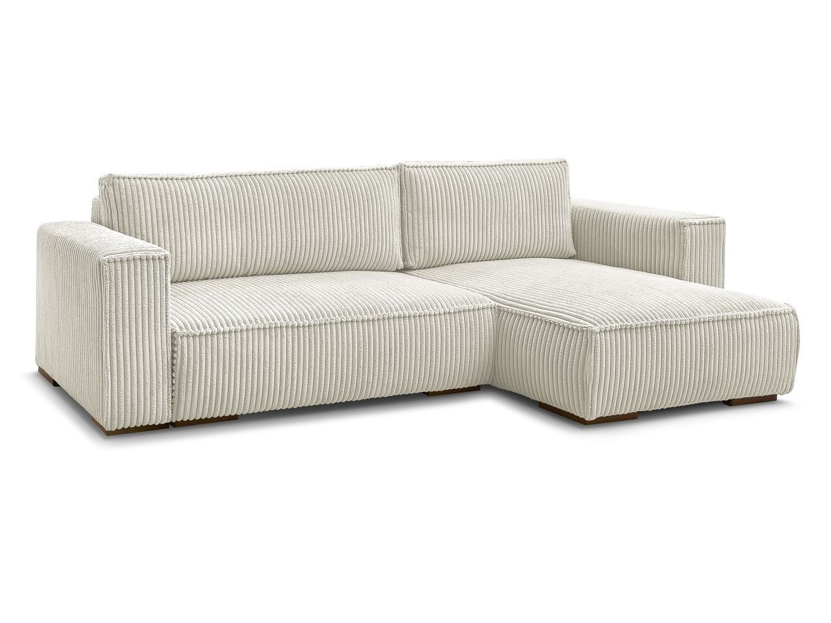 Bobochic Chelsea Ecksofa mit Schlaffunktion und Bettkasten Breitcord weich Beige