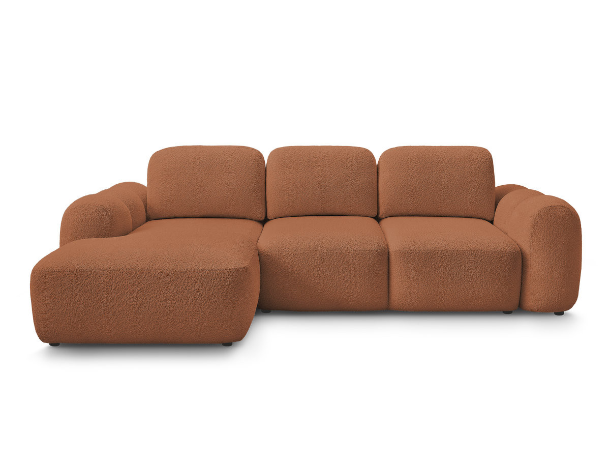 Bobochic Montaigne Ecksofa mit Schlaffunktion und Bettkasten 276 × 164 cm Bouclé-Stoff Orange Ecke links