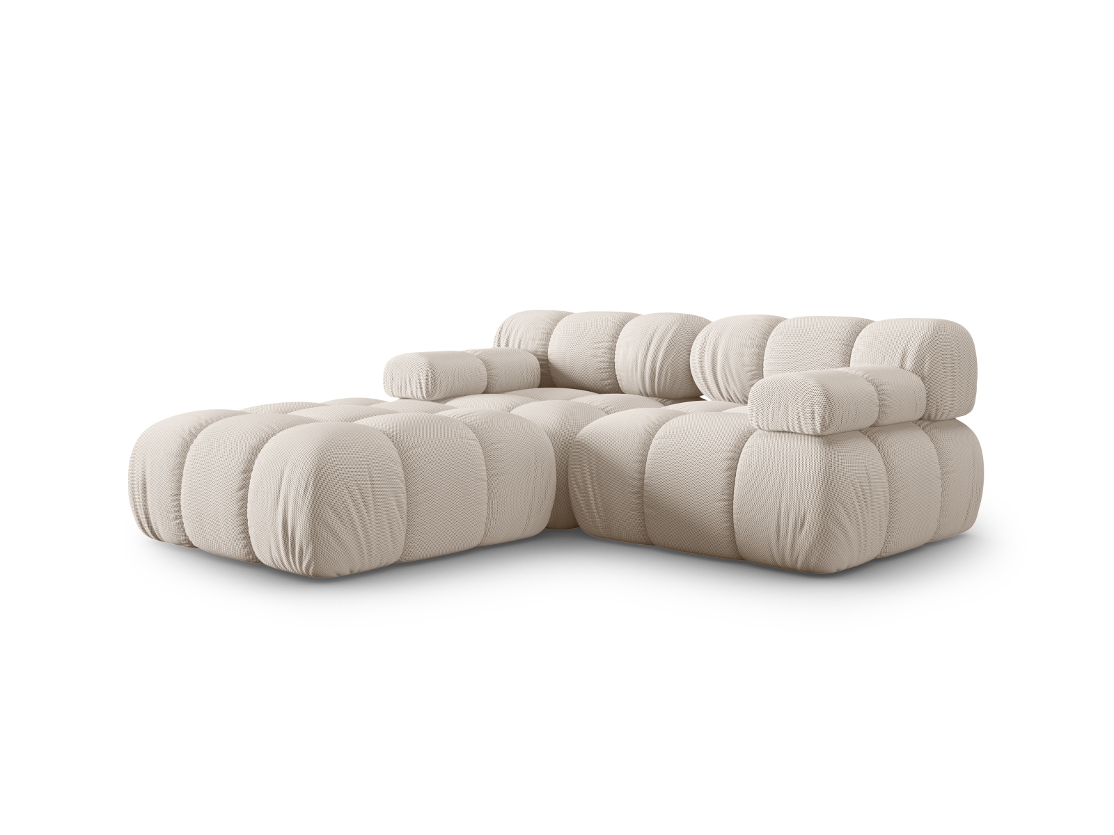 Micadoni Modulares Sofa Bellis 3-Sitzer mit flachem Modul 3D-Stoff Sonic Helles Beige
