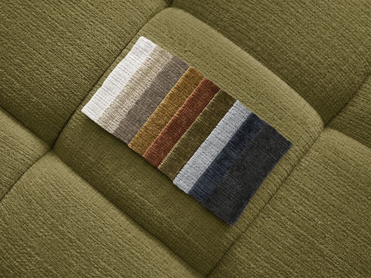 Bobochic Ivane Ecksofa mit Pouf Strukturstoff Grün Ecke rechts