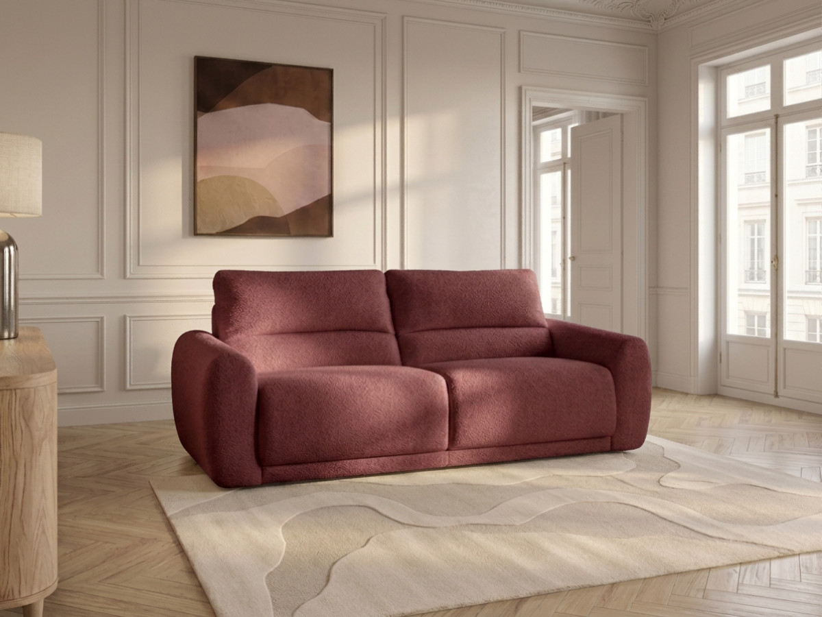 Bobochic Minorque Schlafsofa 2,5-Sitzer Chenille Rot, Liegefläche 140 × 200 cm