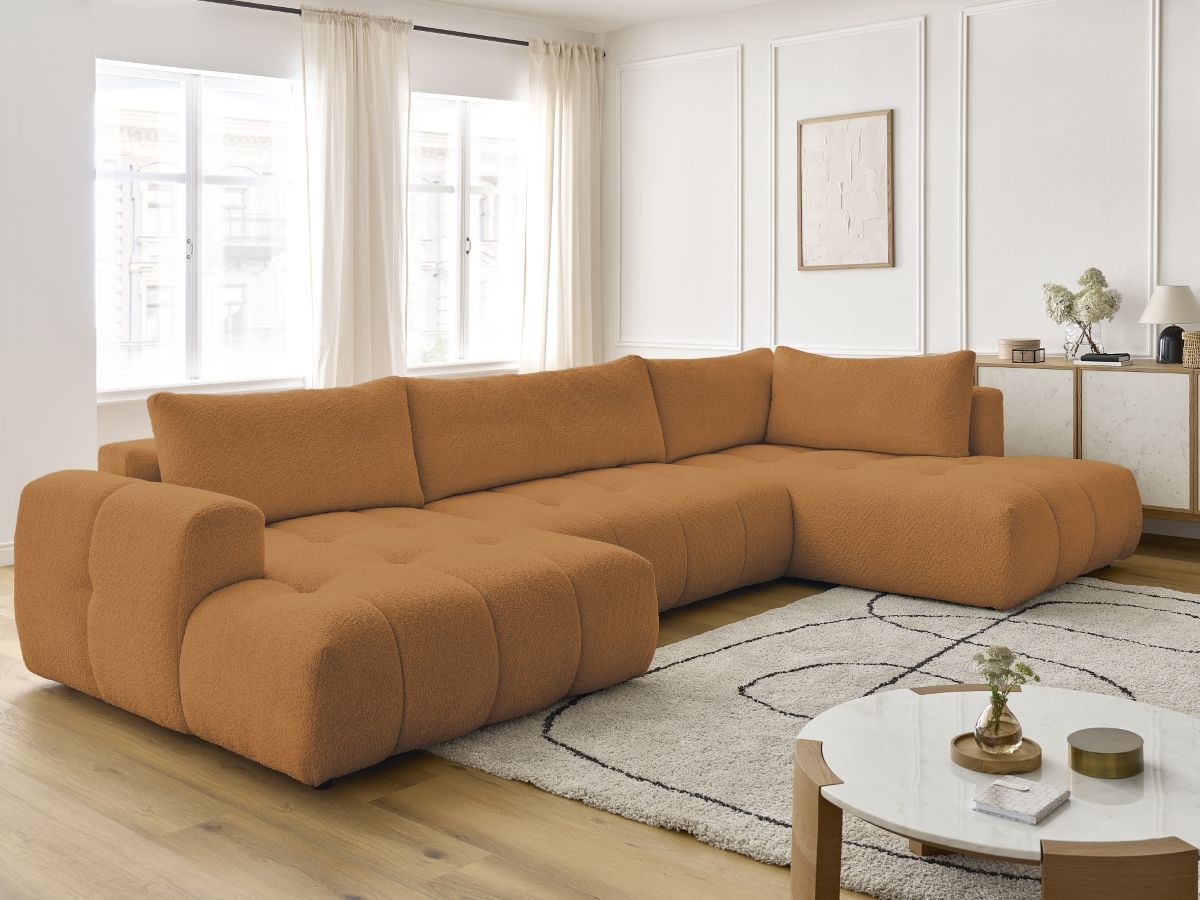 Bobochic Fuji Wohnlandschaft Bouclé-Stoff Gelb Ecke links