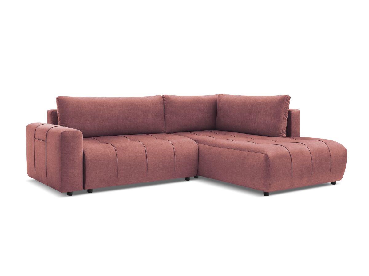 Bobochic Arsene Ecksofa mit Schlaffunktion und Bettkasten 277 × 200 cm Samt Orange Ecke rechts