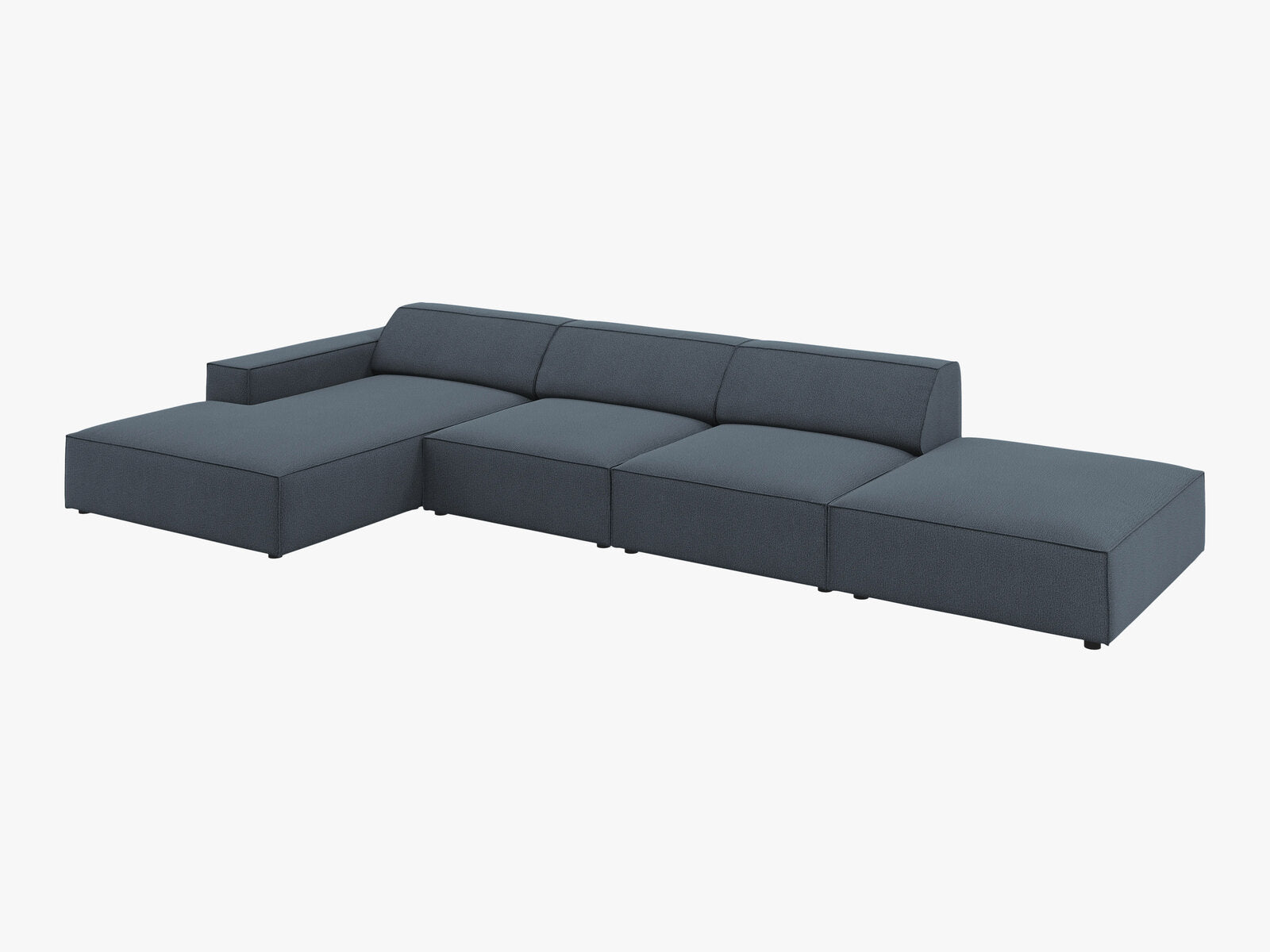 Micadoni Ecksofa Jodie 5-Sitzer Links Strukturierter Stoff Megan Blau