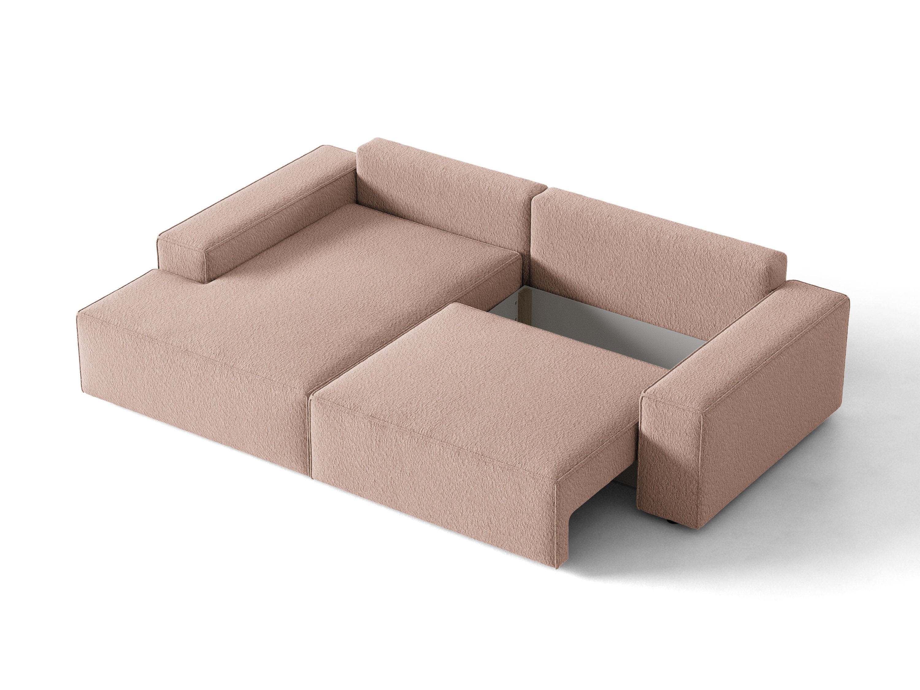 Micadoni Schlaf-Ecksofa Jodie 3-Sitzer Boucle Baloo Puderrosa Links