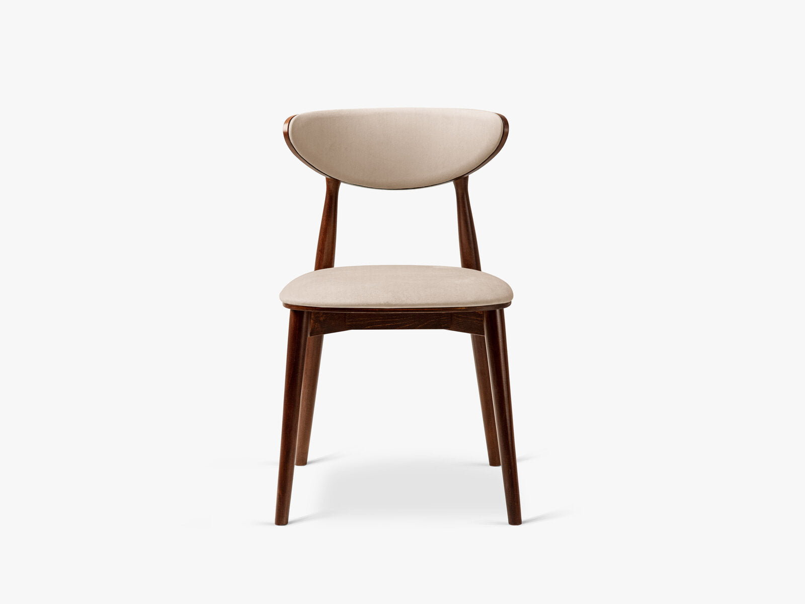 Micadoni Stuhl Rina Samt Magic Velvet Mandelbeige Nussbaum
