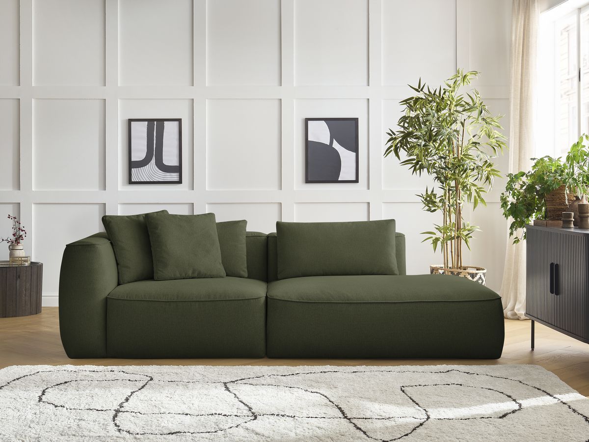 Bobochic Leopold Sofa 3-Sitzer Melange-Stoff Dunkelgrün Armlehne links