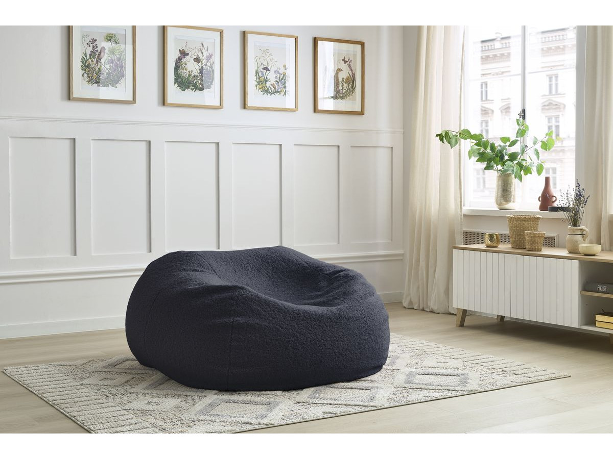 Bobochic Meribel Pouf Bouclé-Stoff Dunkelblau