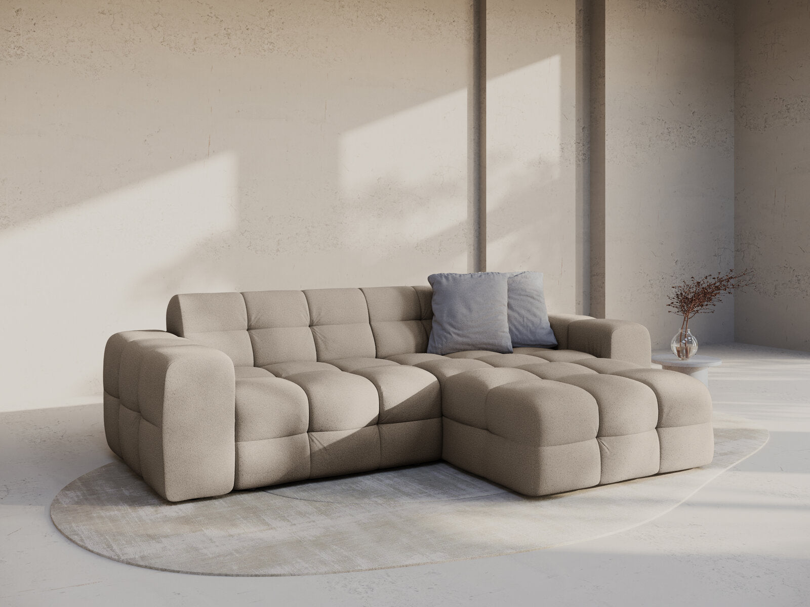 Micadoni Ecksofa Kendal 4-Sitzer Rechts Strukturierter Stoff Dunkelbeige