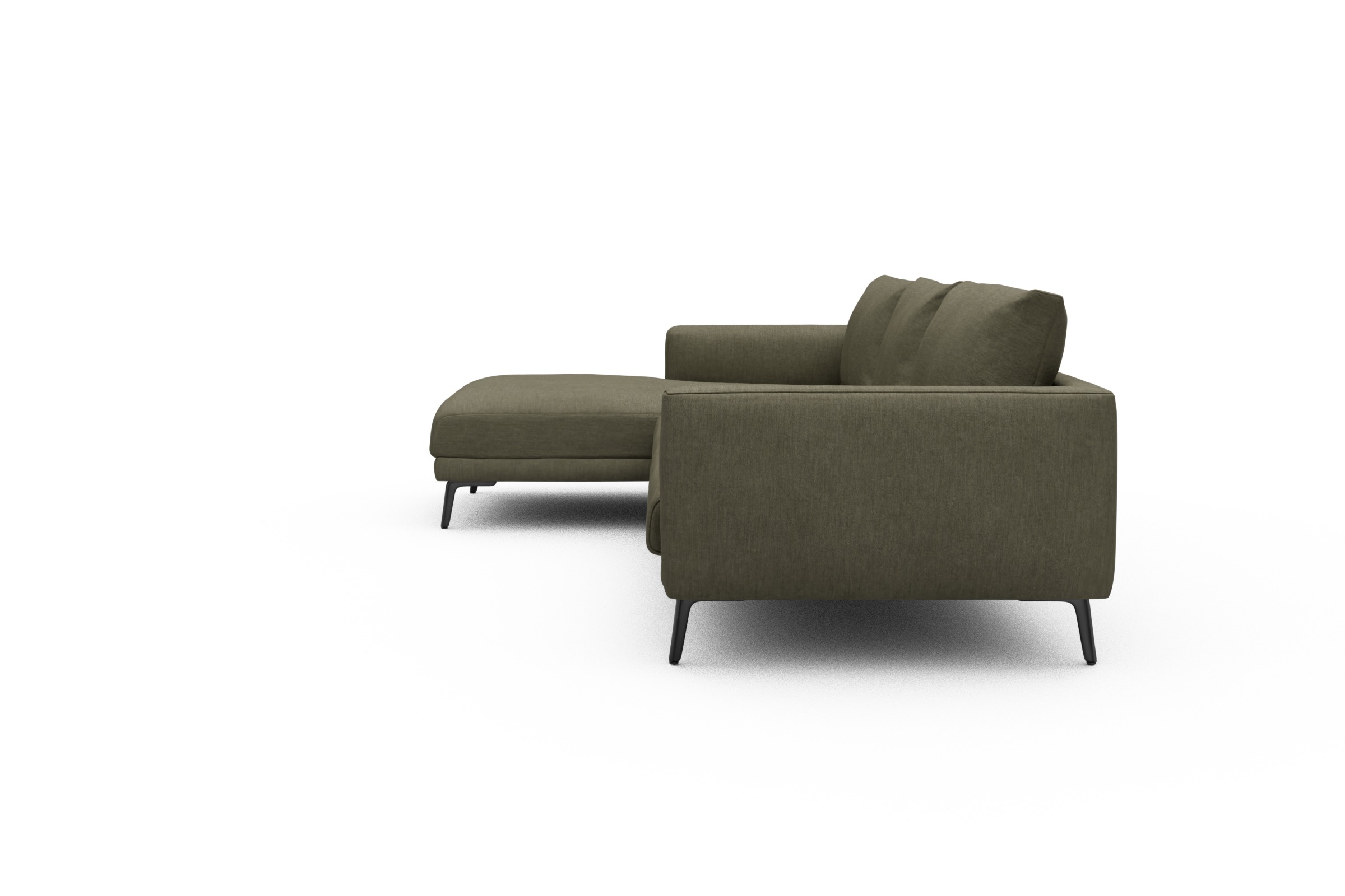 Ecksofa Karl Chaiselongue links mit 2,5-Sitzer Vivus-Dusty-Olive