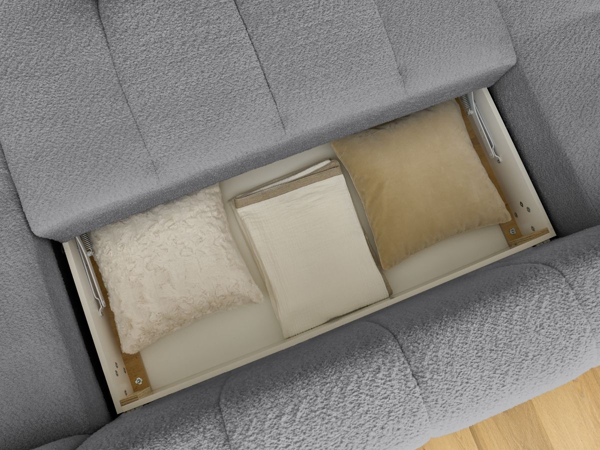 Bobochic Fuji Wohnlandschaft mit Pouf Bouclé-Stoff Dunkelgrau Ecke links