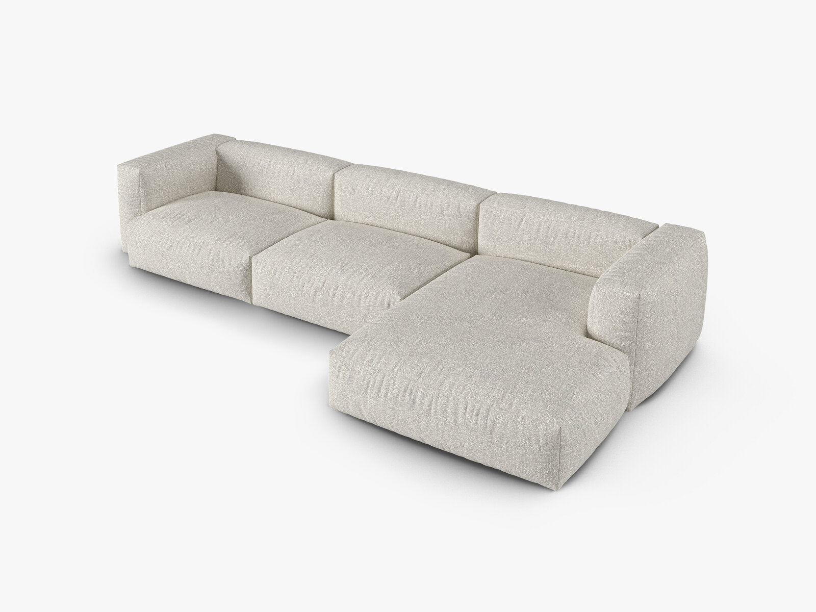Micadoni Ecksofa Martina 3-Sitzer 90cm Sitztiefe Rechts Boucle Monet Grau Beige Melange