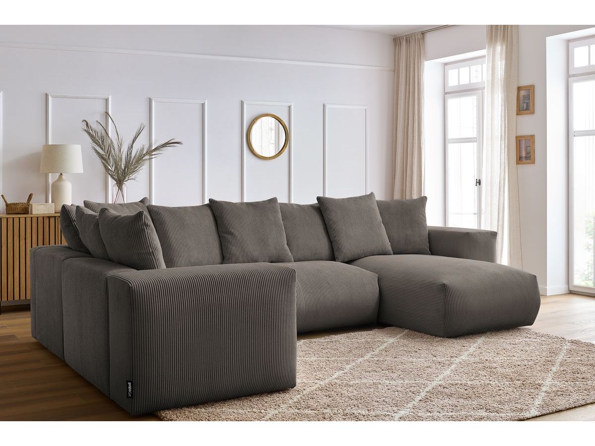 Bobochic Voltaire Wohnlandschaft 356 × 214 cm Cordsamt Taupe Ecke rechts