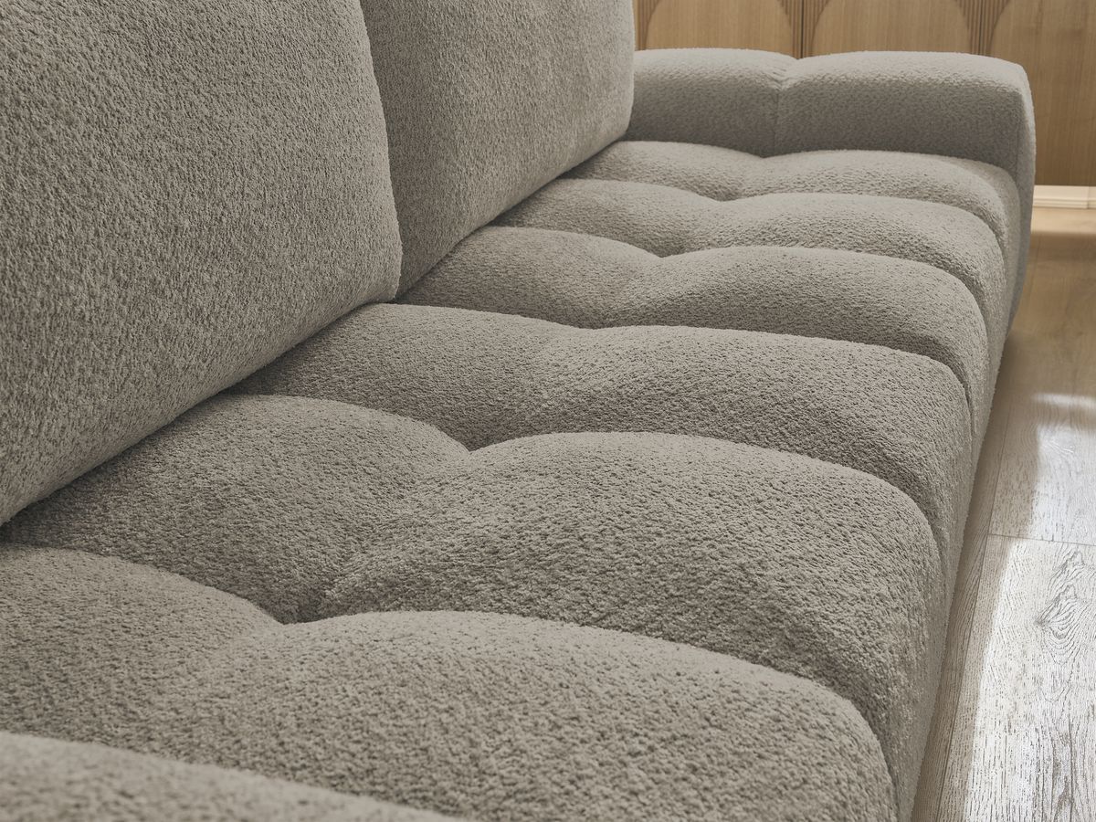 Bobochic Anakin Sofa 3-Sitzer, 2 Kissen Bouclé-Stoff Taupe