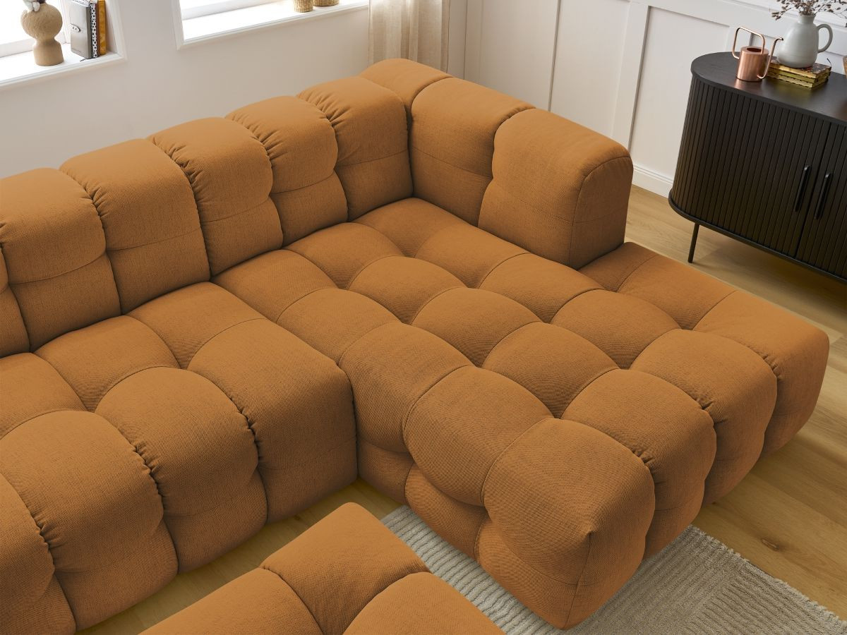 Bobochic Cloud Ecksofa mit Pouf 288 × 184 cm Stoff Gelb Ecke rechts