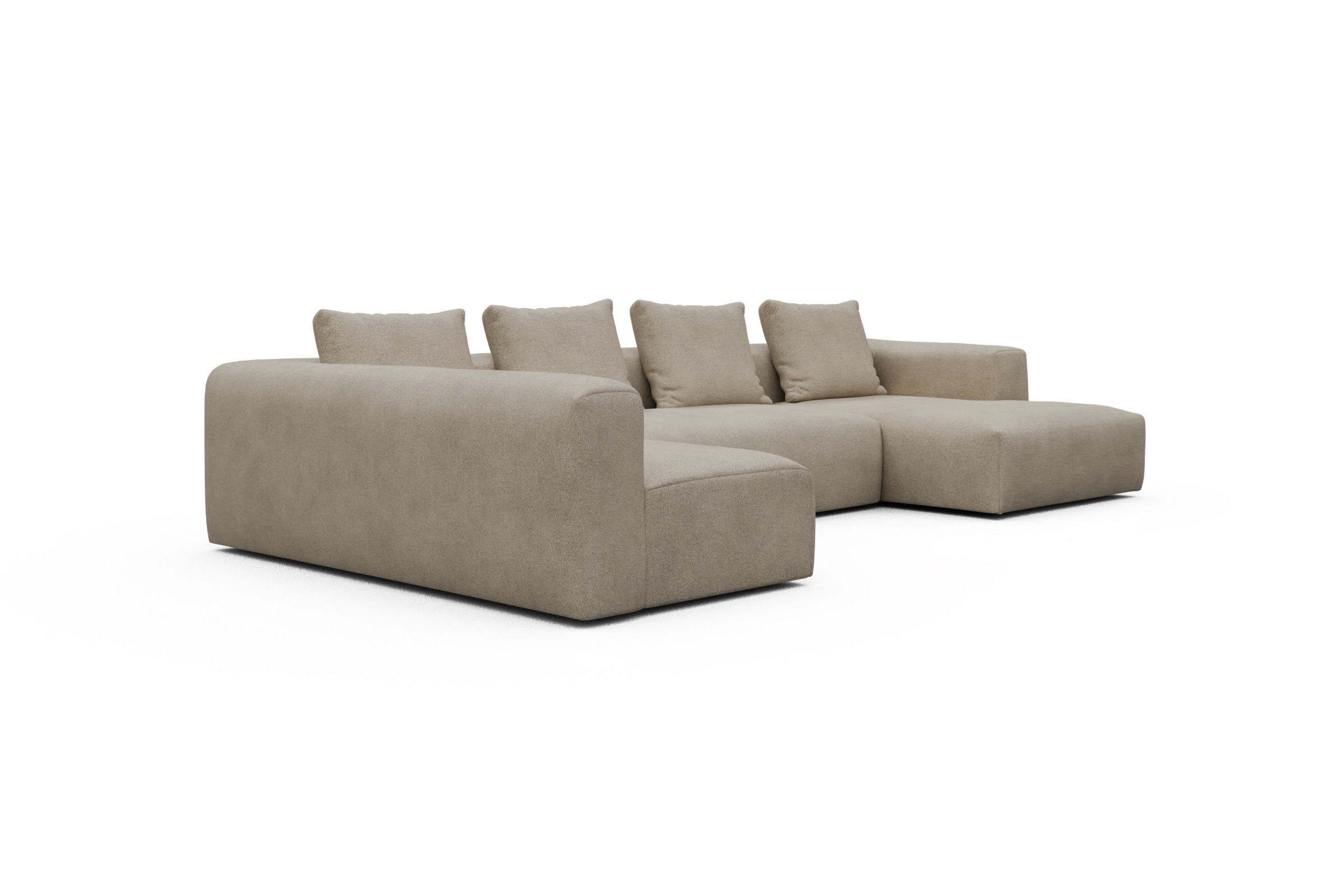 Wohnlandschaft Fred Chaiselongue rechts mit 2-Sitzer und lange Armlehne links Boucle-Belge