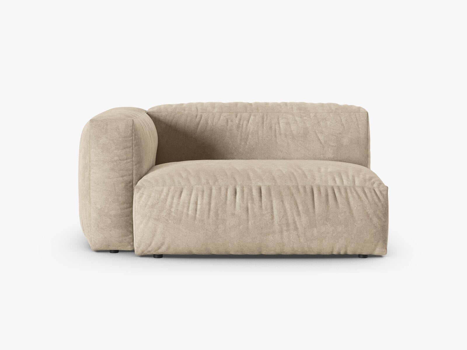 Micadoni Eckmodul mit Armlehne Martina 1-Sitzer Groß 90cm Sitztiefe Links Samt Vogue Helles Beige