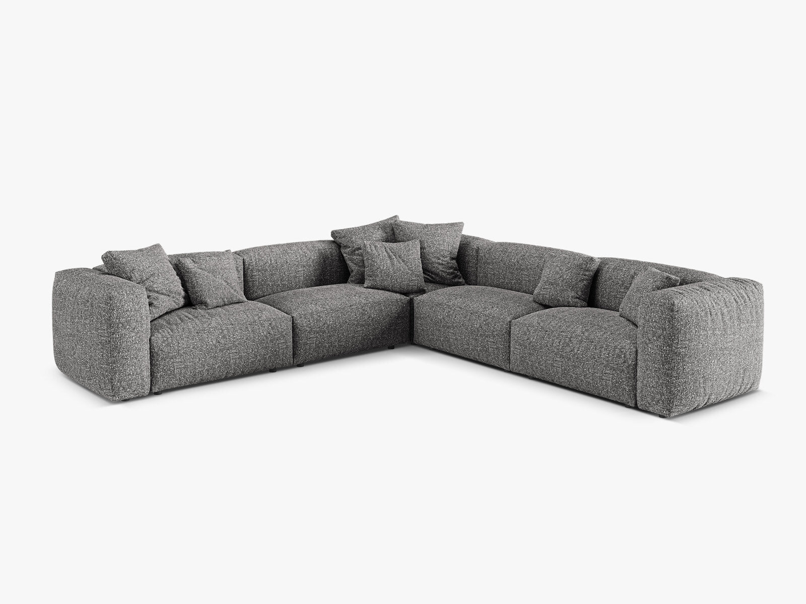 Micadoni modulares symmetrisches Ecksofa XL Martina 5-Sitzer Boucle Monet Graphit