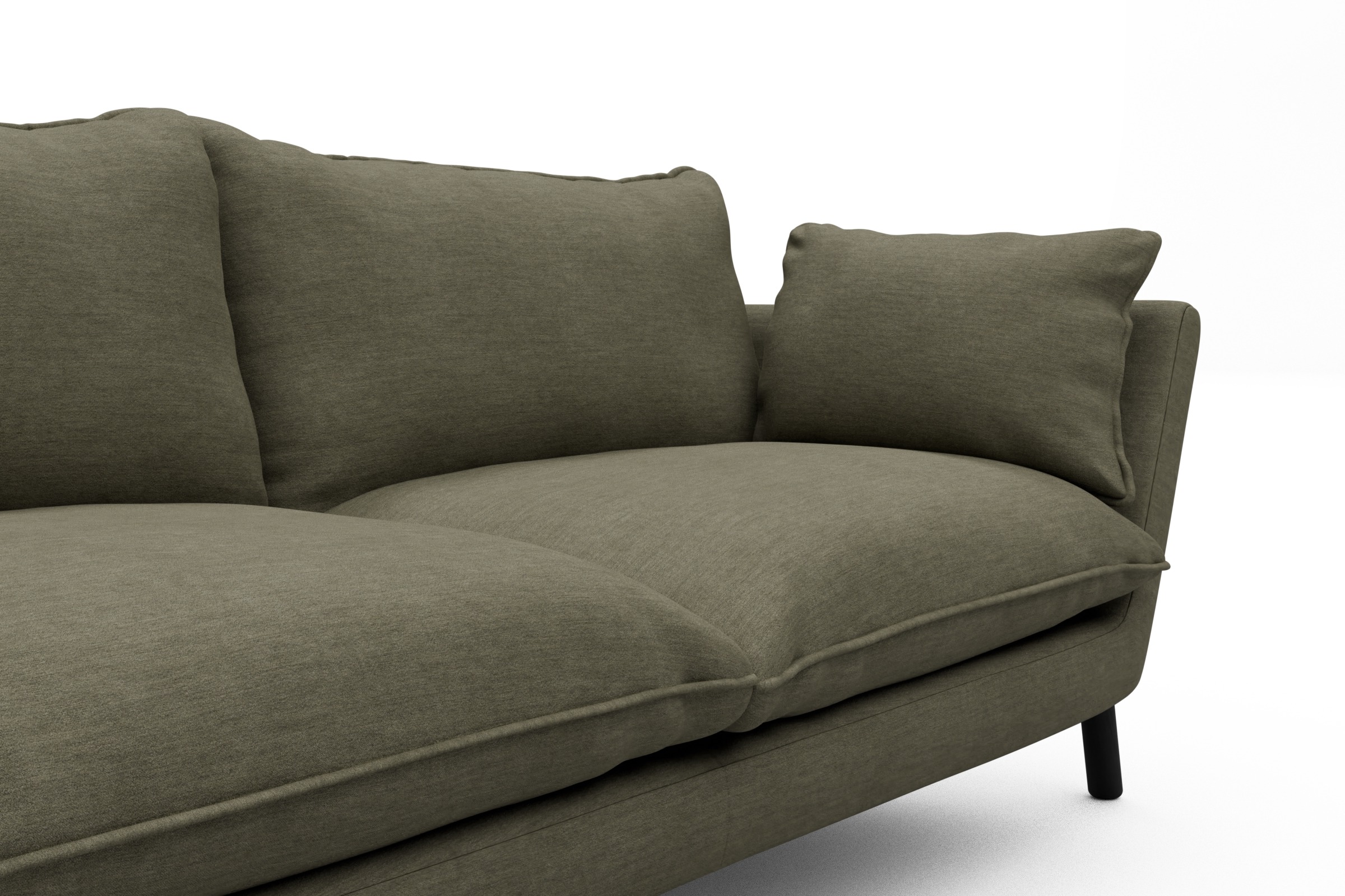 Sofa Emil PREMIUM 2-Sitzer Beinfarbe Eiche Schwarz Vivus-Dusty-Olive