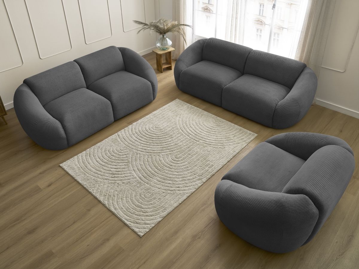 Bobochic Tina Sofa 6-Sitzer Cordsamt Dunkelgrau