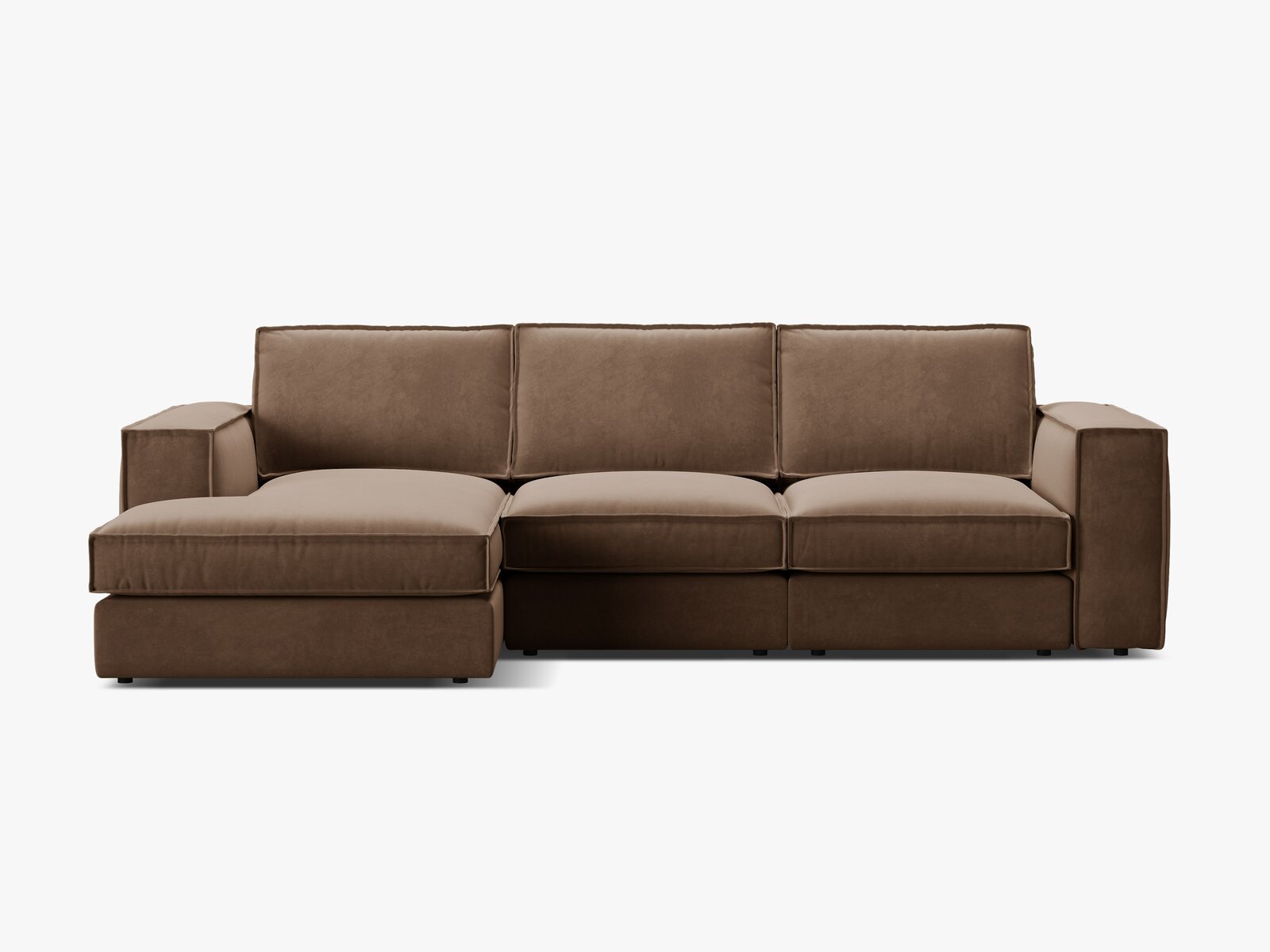 Micadoni modulares Ecksofa Pola 3-Sitzer Links Samt Salvador Schokolade