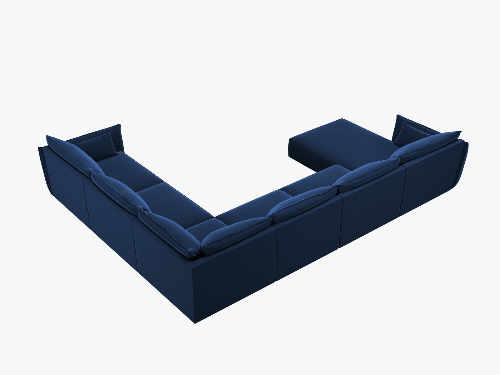 Micadoni Panorama-Ecksofa Kaelle 8-Sitzer Rechts Samt Bluvel Königsblau