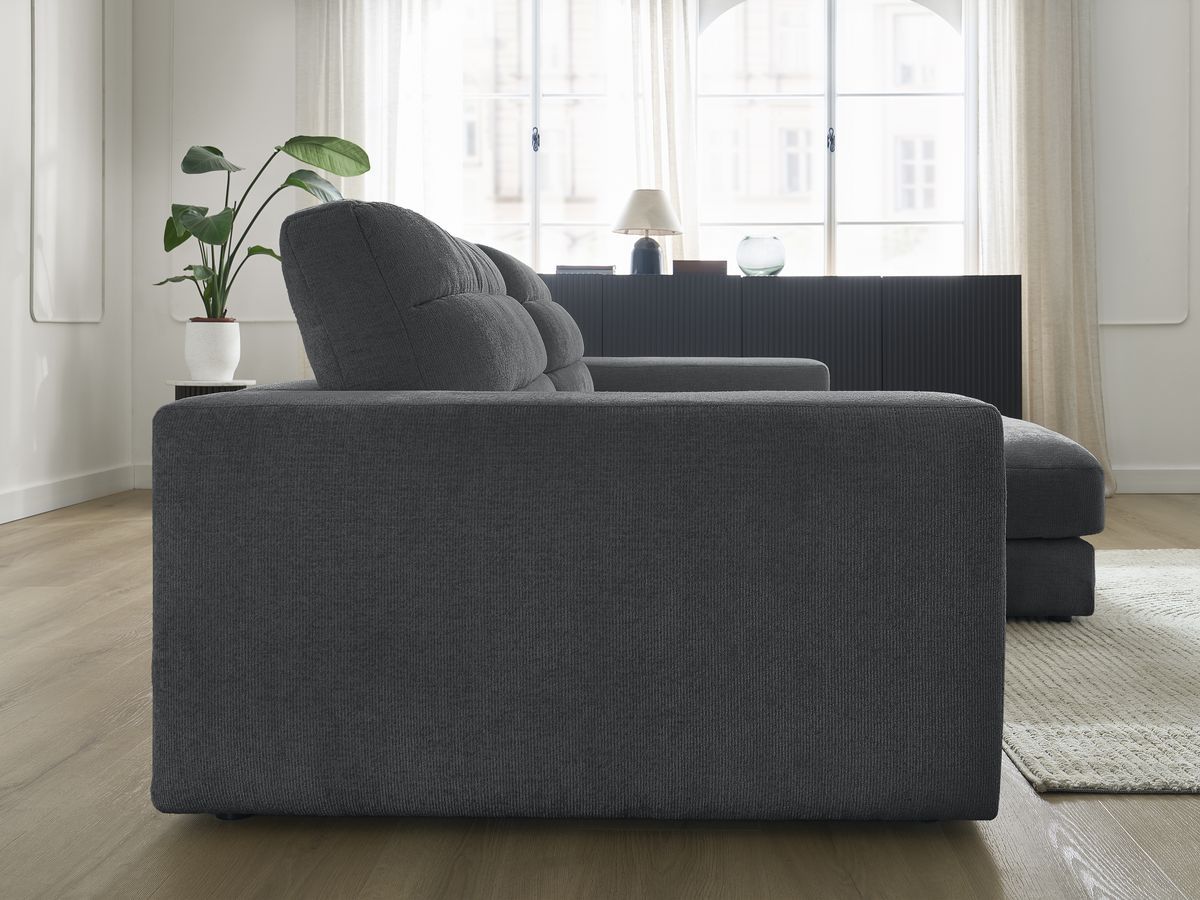Bobochic Sierra Ecksofa Strukturstoff Dunkelgrau Ecke rechts