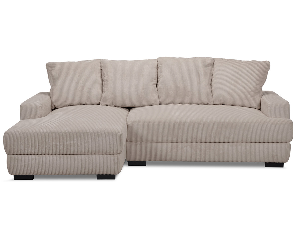 Bobochic Campi Ecksofa mit Schlaffunktion und Bettkasten Cordsamt Taupe Ecke links