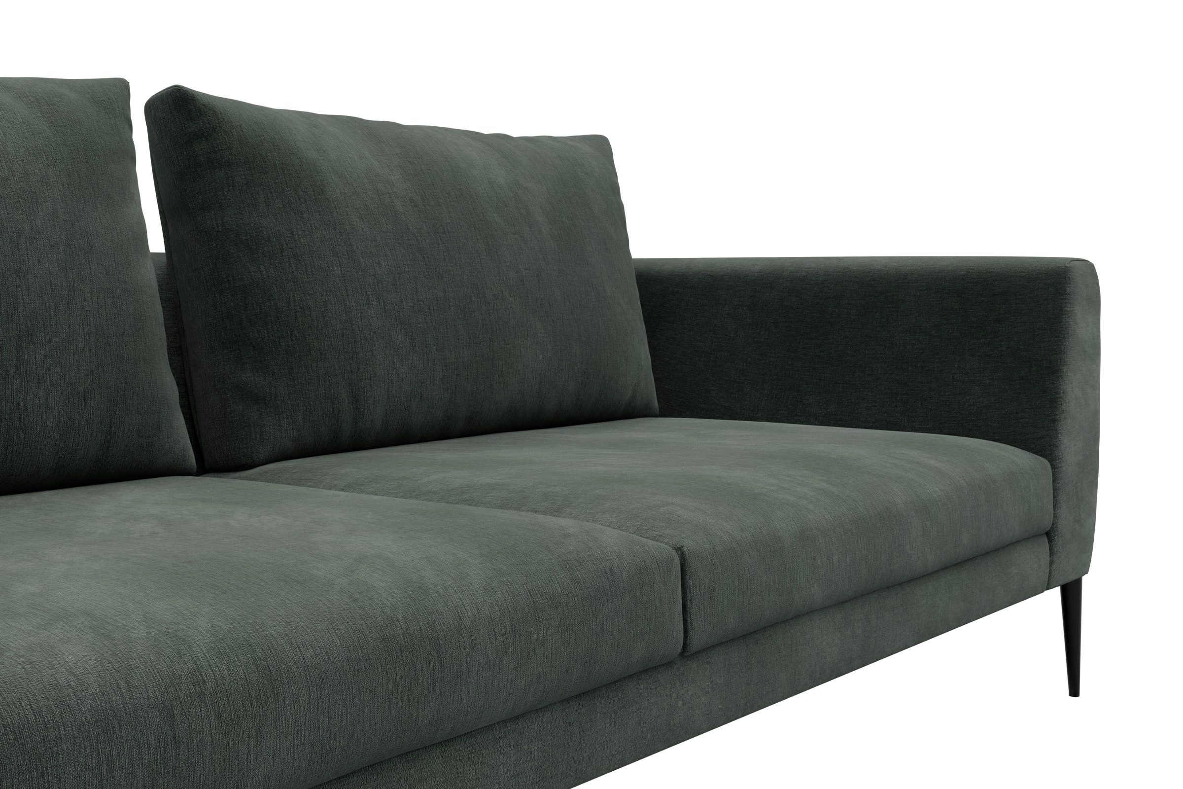 Ecksofa Paul Relax-Ecke rechts mit 2-Sitzer Smooth-Laurel-Green
