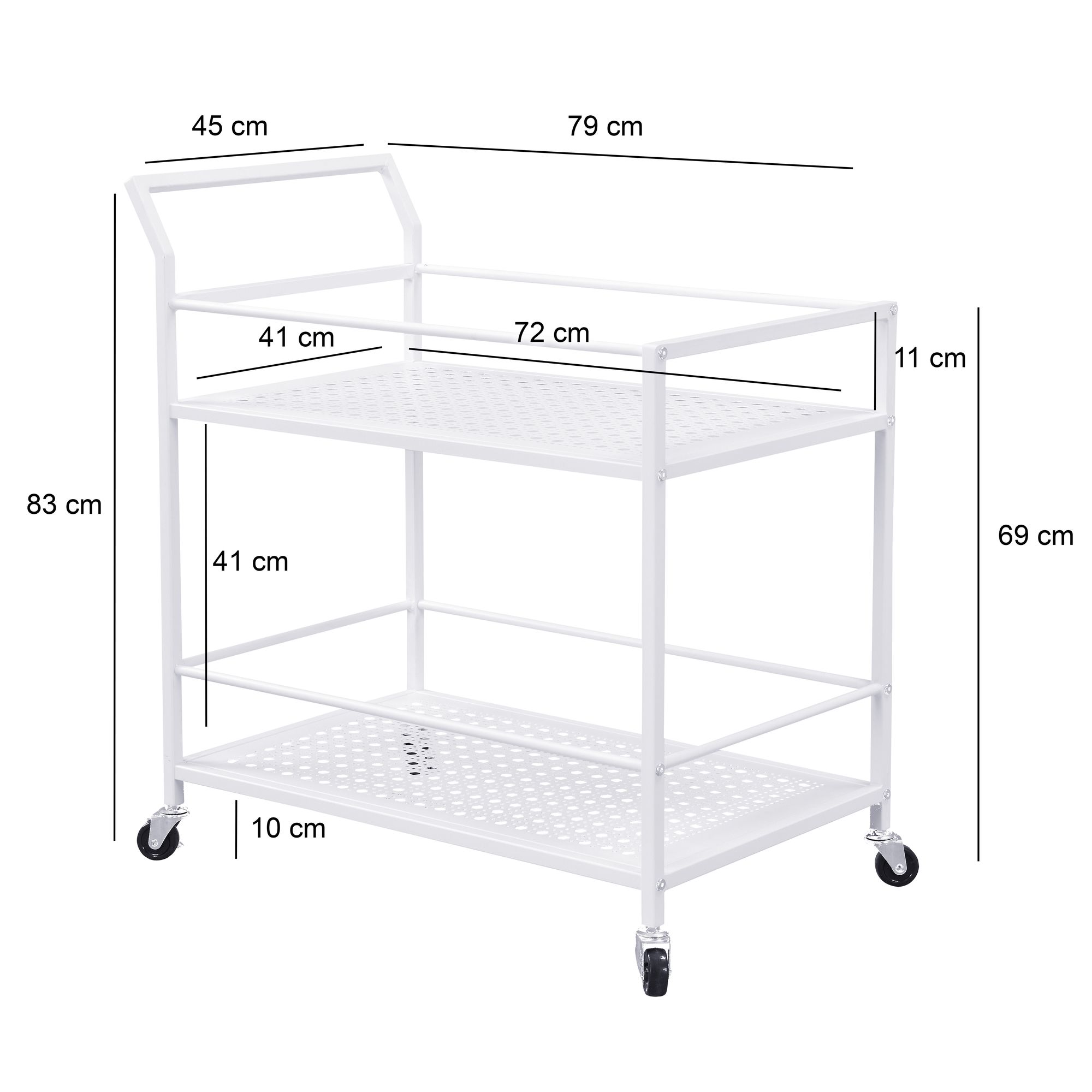 Servierwagen Innvik Metall Weiß 79 × 45 × 83 cm