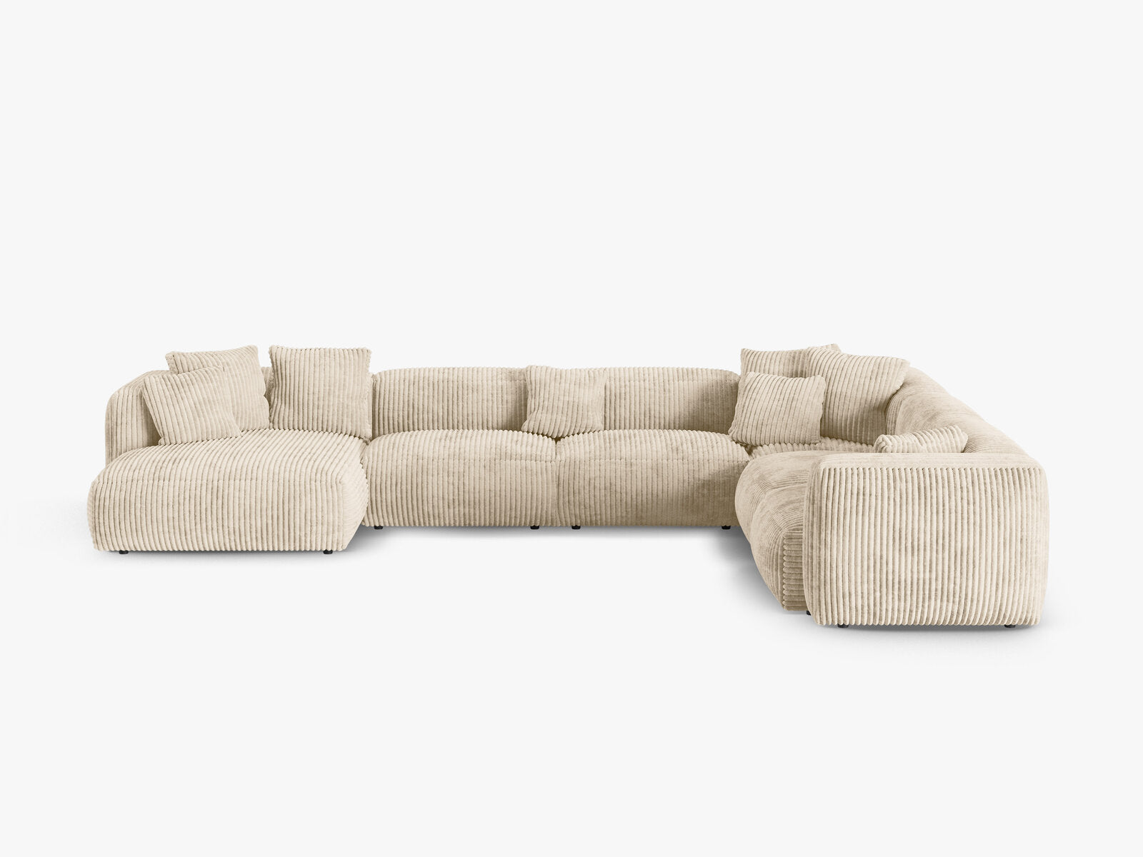 Micadoni modulares Ecksofa XL Martina 6-Sitzer 90cm Sitztiefe Rechts Kord Tilia Helles Beige