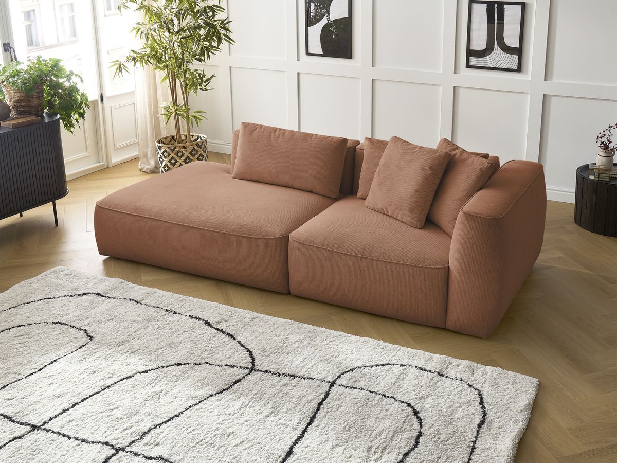 Bobochic Leopold Sofa 3-Sitzer Melange-Stoff Orange Armlehne rechts