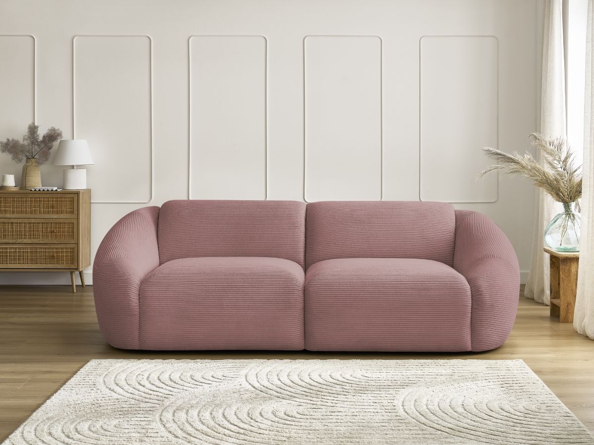 Bobochic Tina Sofa 3-Sitzer Cordsamt Rosa