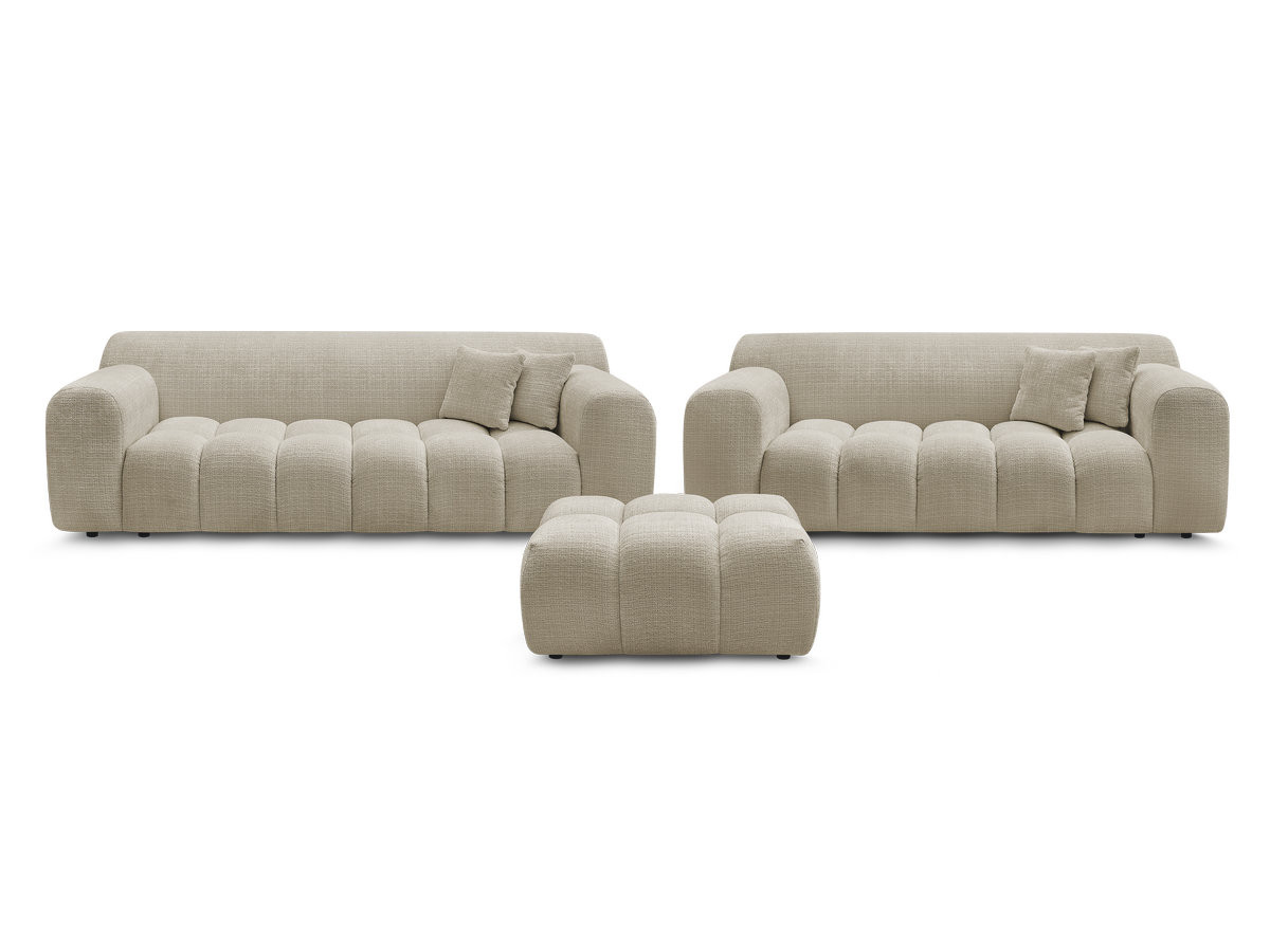 Bobochic Melisse Sofa 5-Sitzer mit Pouf Strukturstoff Beige