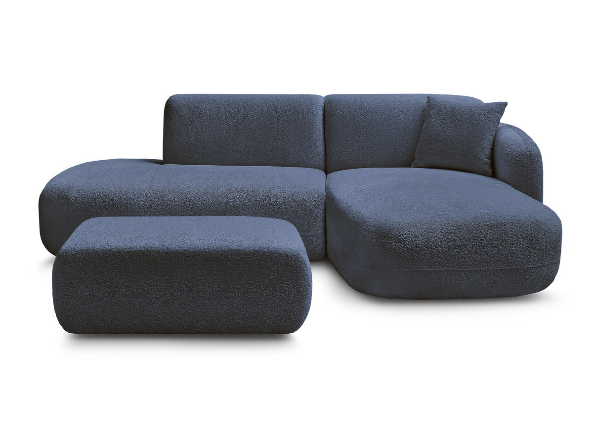 Bobochic Anda Ecksofa mit Pouf 241 × 163 cm Chenille Dunkelblau Ecke rechts