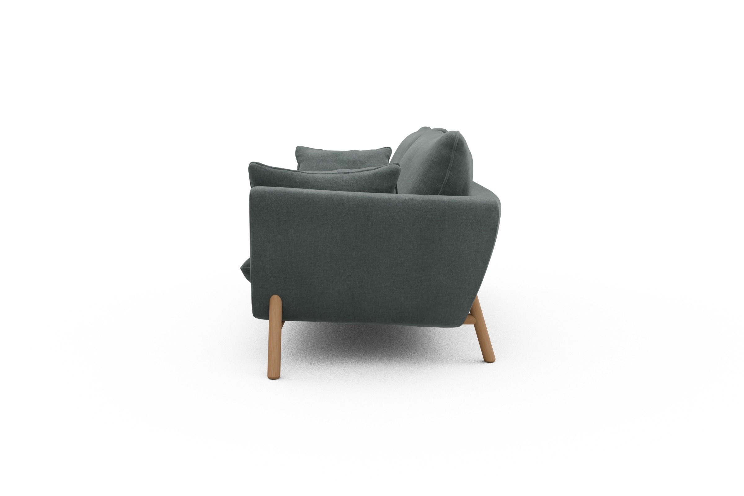 Sofa Emil 3-Sitzer Beinfarbe Eiche Natur Smooth-Silver-Grey